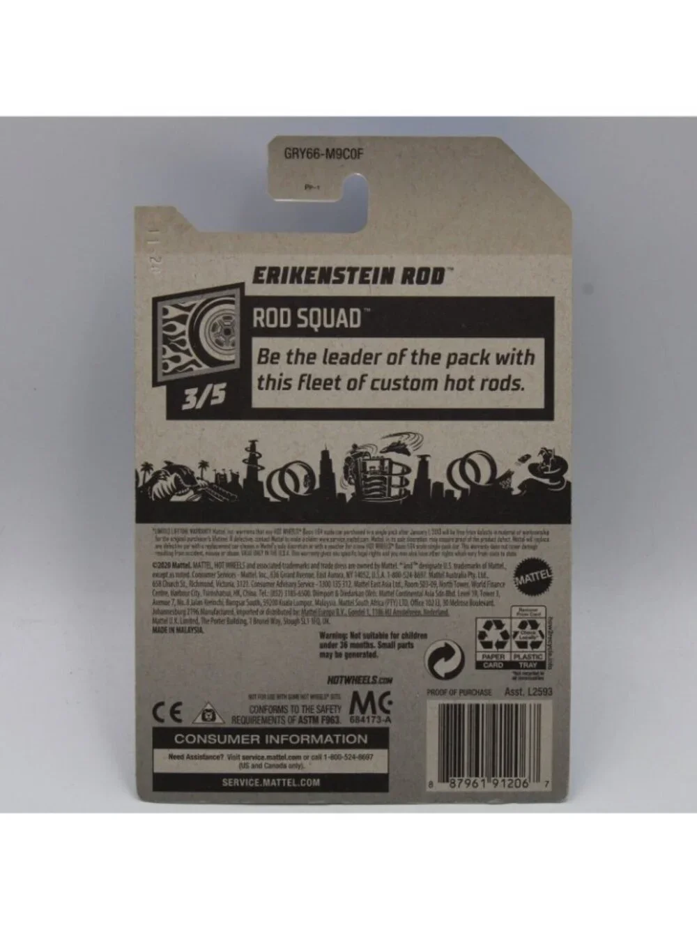 Hot Wheels Erikenstein Rod 2021 Rod Squad 3/5 120/250 Flat Dark Olive Green